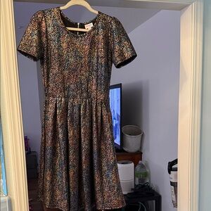 LuLaRoe Amelia Multicolor Sparkle Dress w/ pockets
